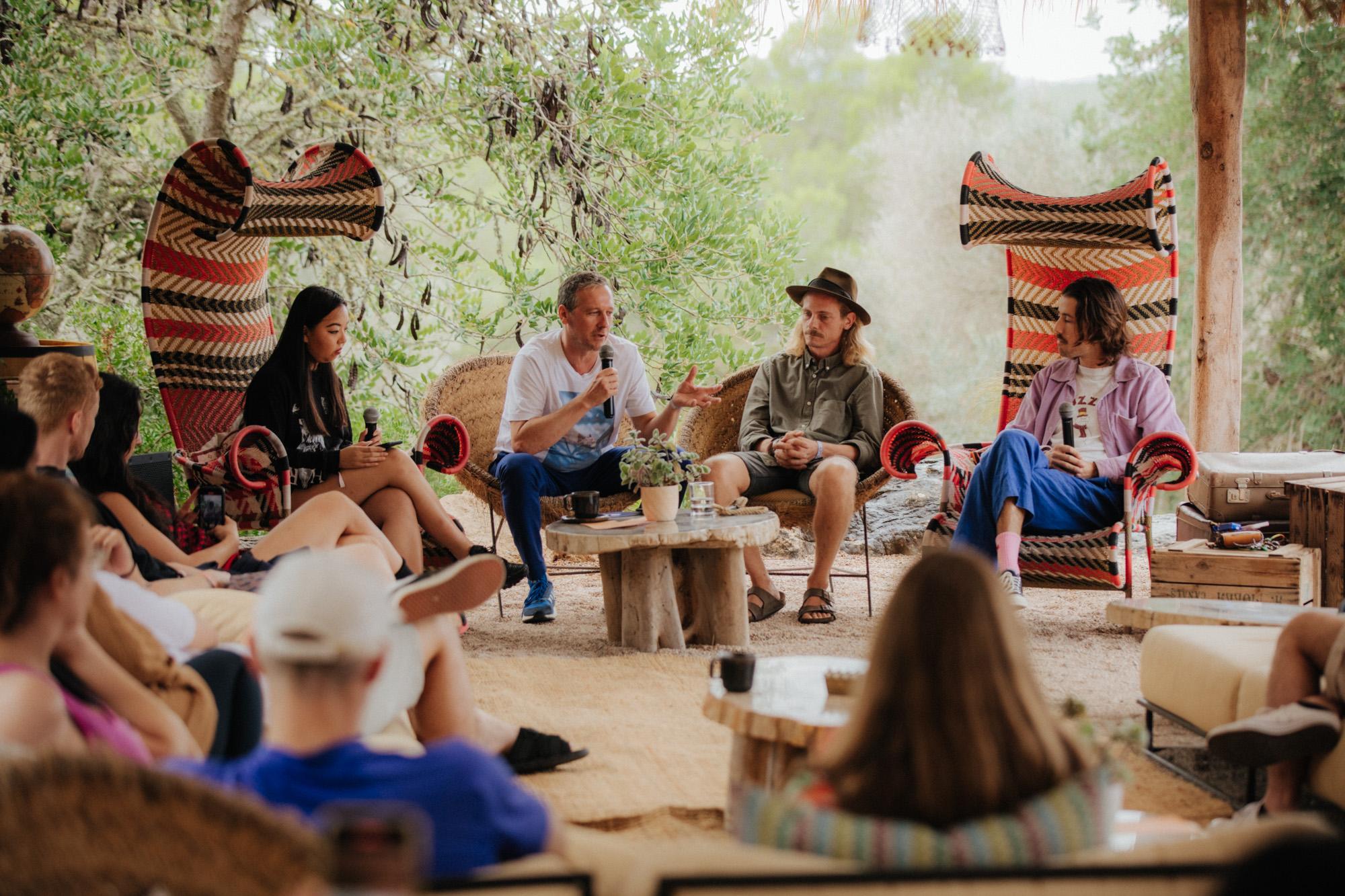 Guests gathered for a conversation at Beat Hotel